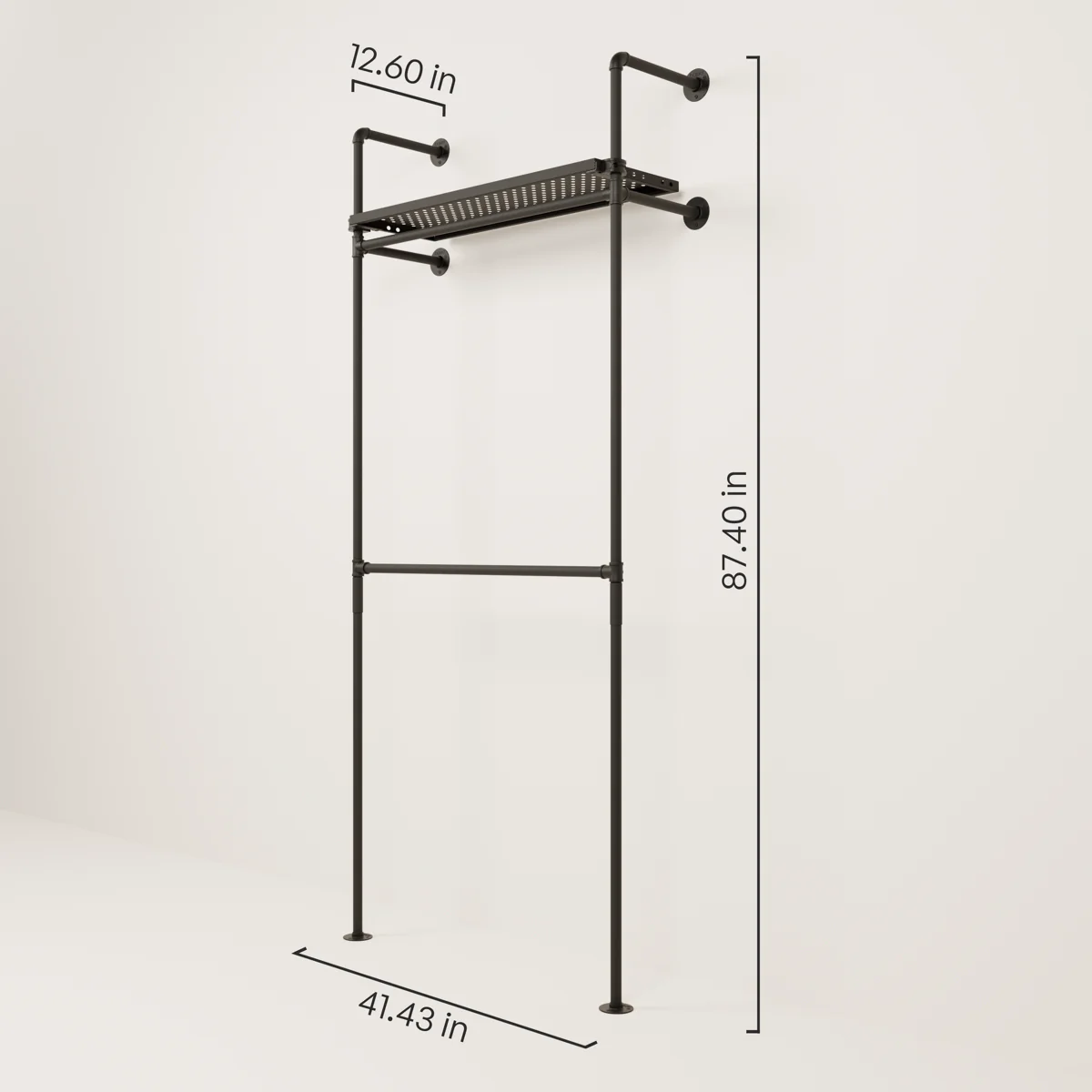 KIM DOUBLE 1 METAL – 1 shelf | Wall mounted clothes rack with metal shelf - Image 3