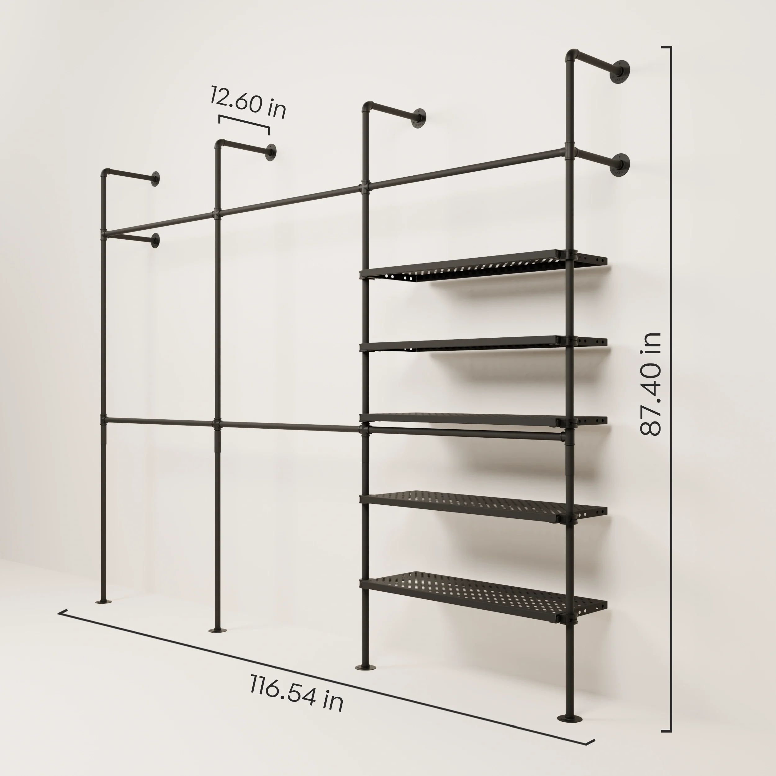 KIM DOUBLE 3 METAL – 5 shelves | Industrial clothing rack | industrial clothes rack with metal shelves - Image 3