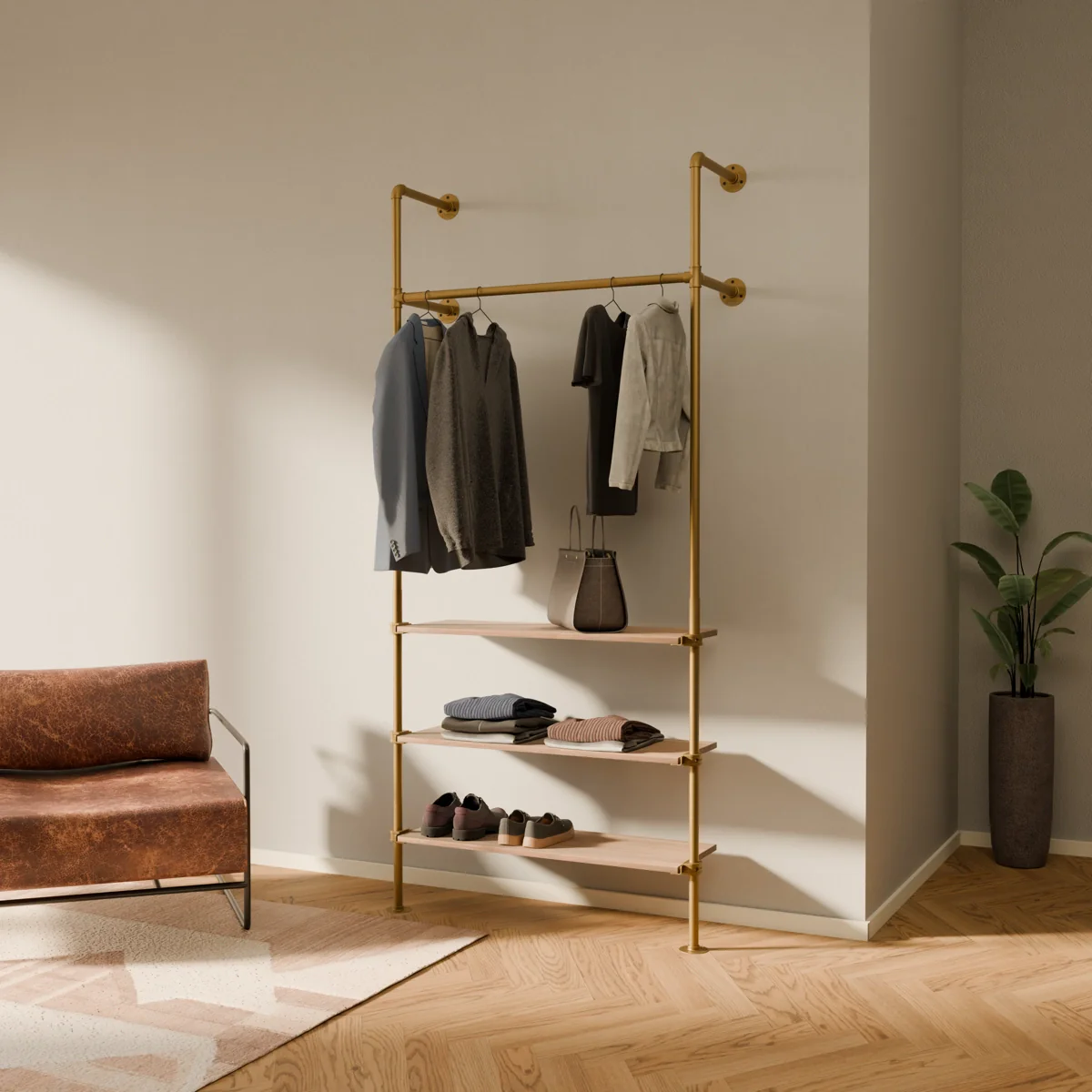 KIM 1 OAK – 3 shelves | Gold - Image 2