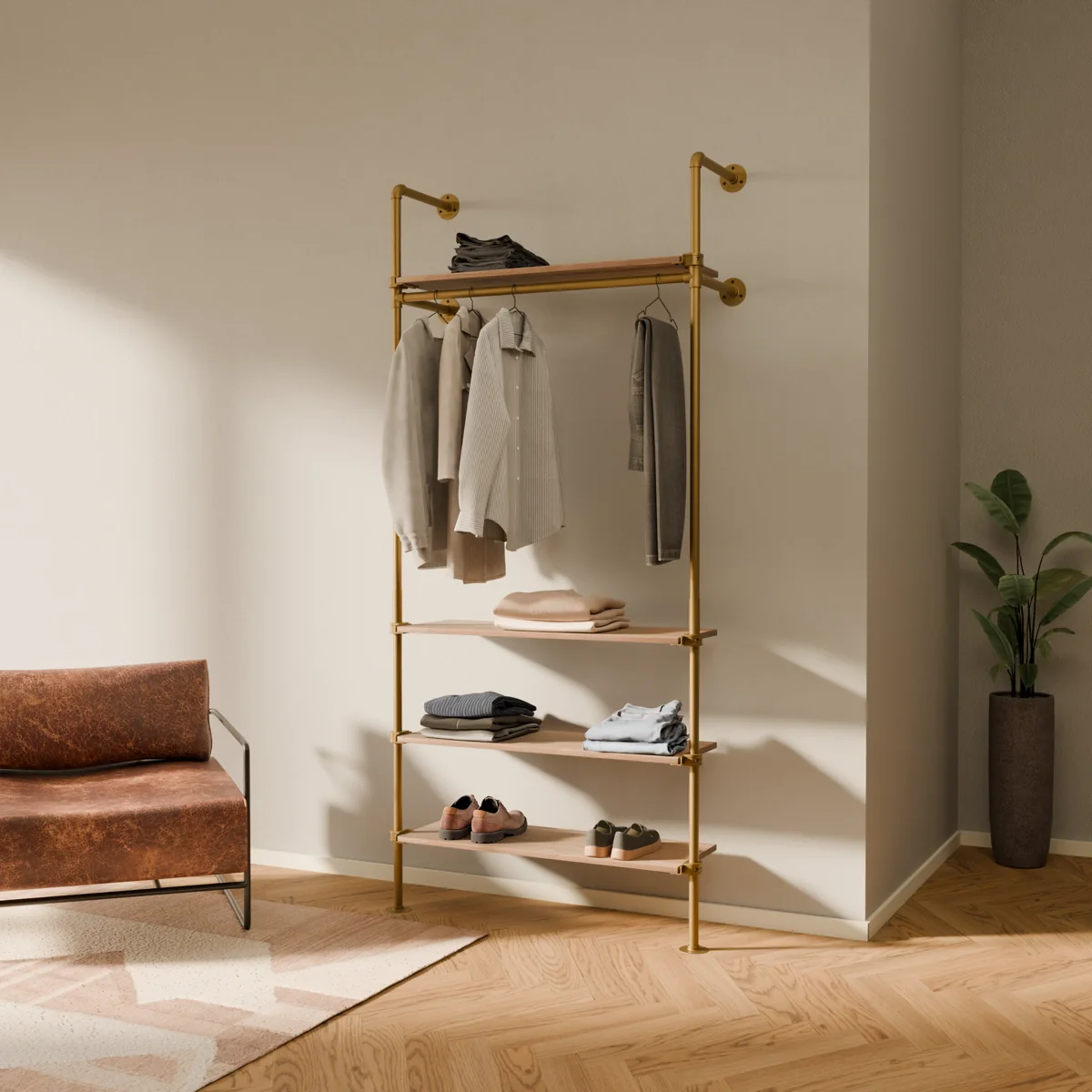 KIM 1 OAK – 4 shelves | Gold - Image 2