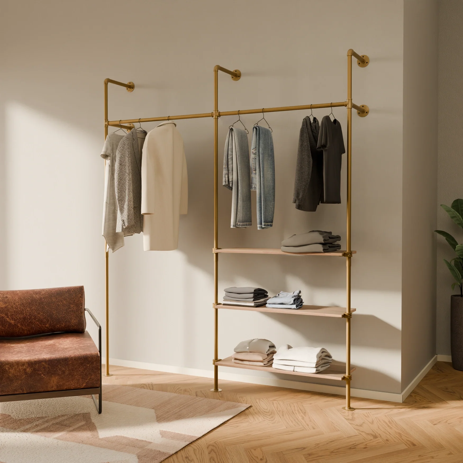 KIM 2 OAK – 3 shelves | Gold - Image 2