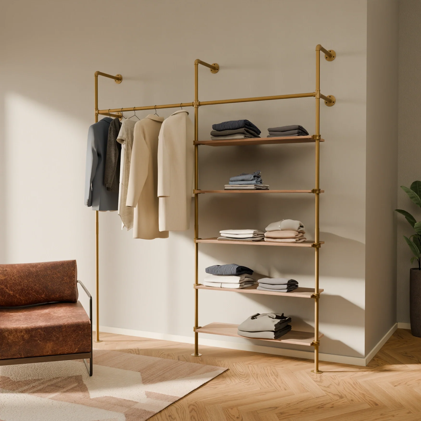 KIM 2 OAK – 5 shelves | Gold - Image 2