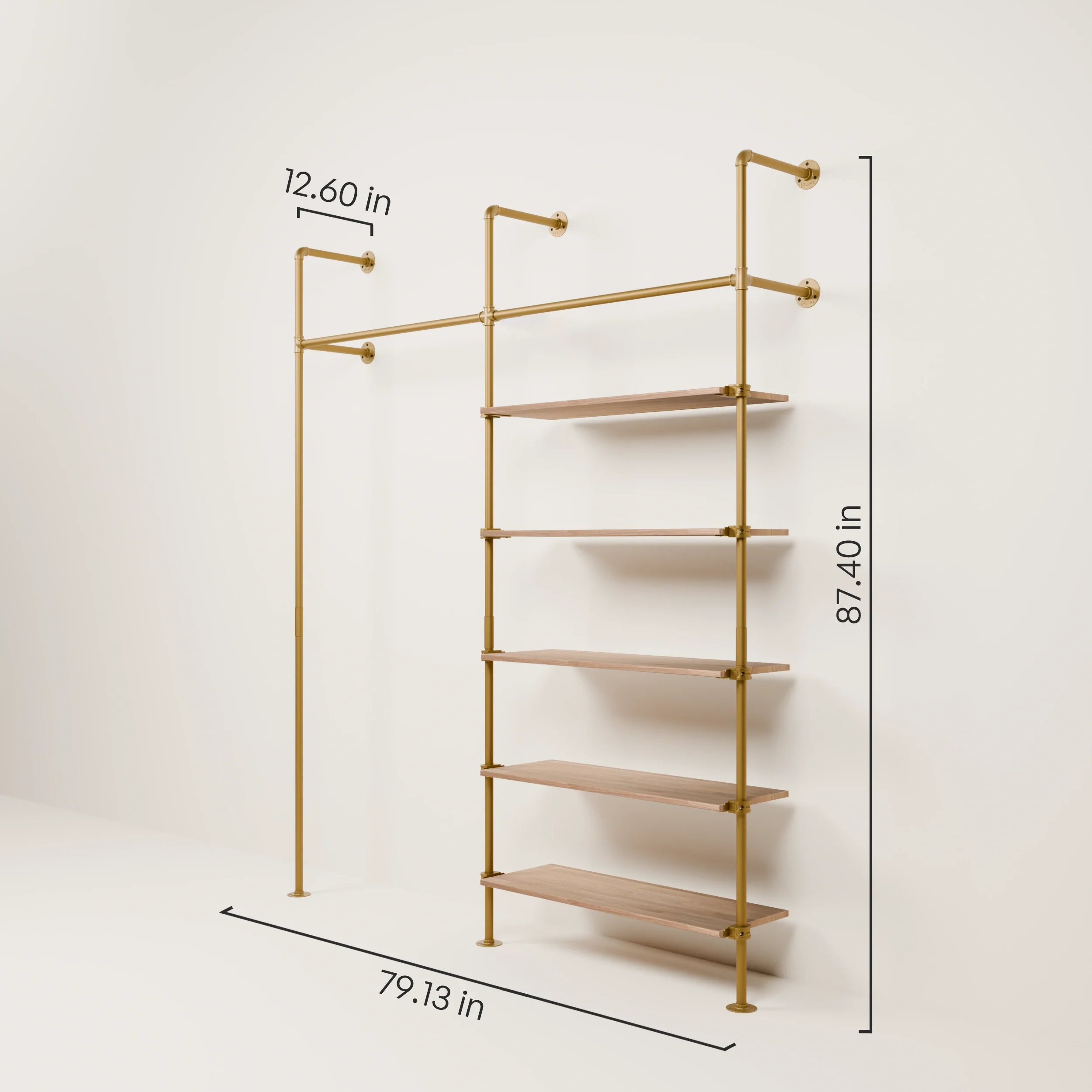 KIM 2 OAK – 5 shelves | Gold - Image 3
