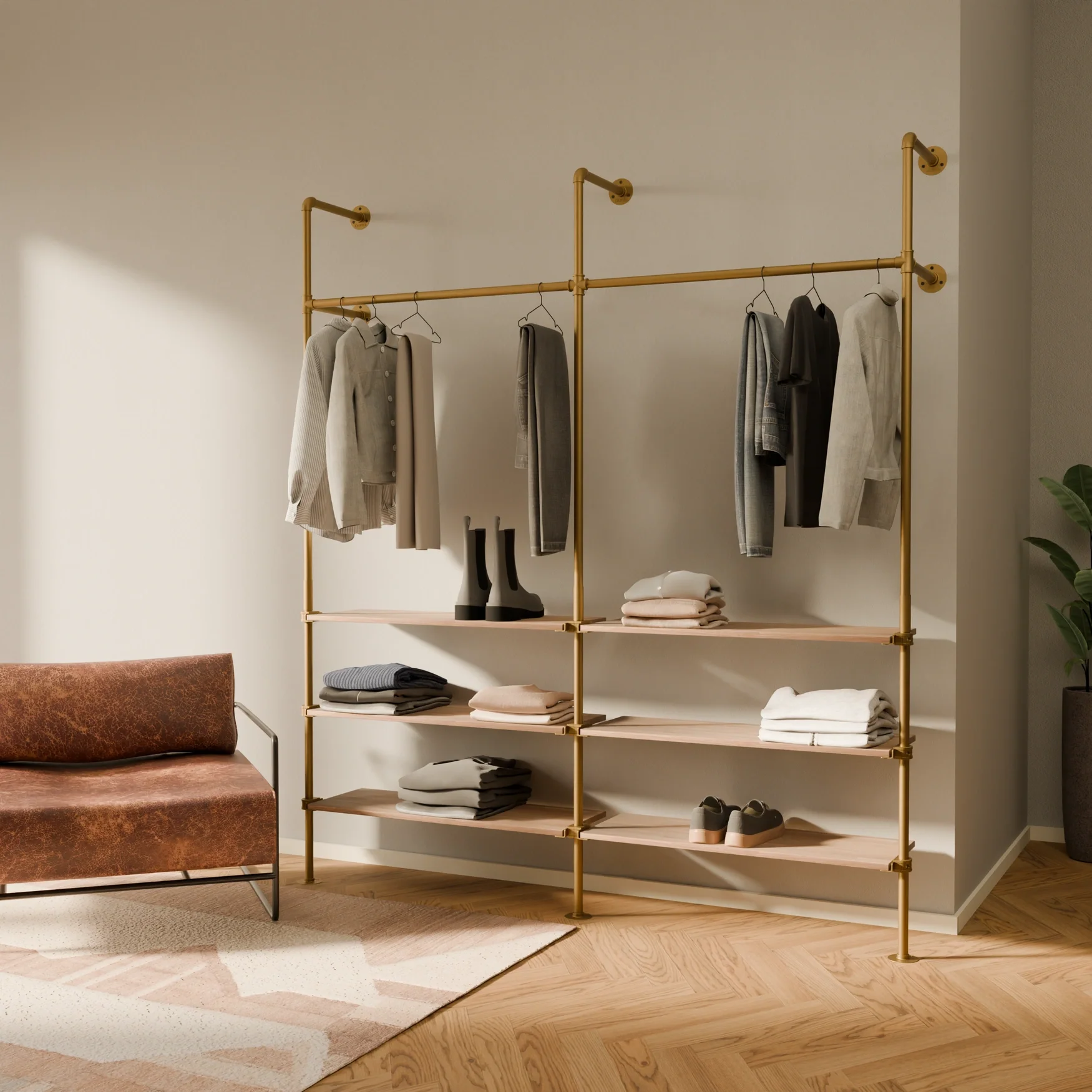KIM 2 OAK – 6 shelves | Gold - Image 2