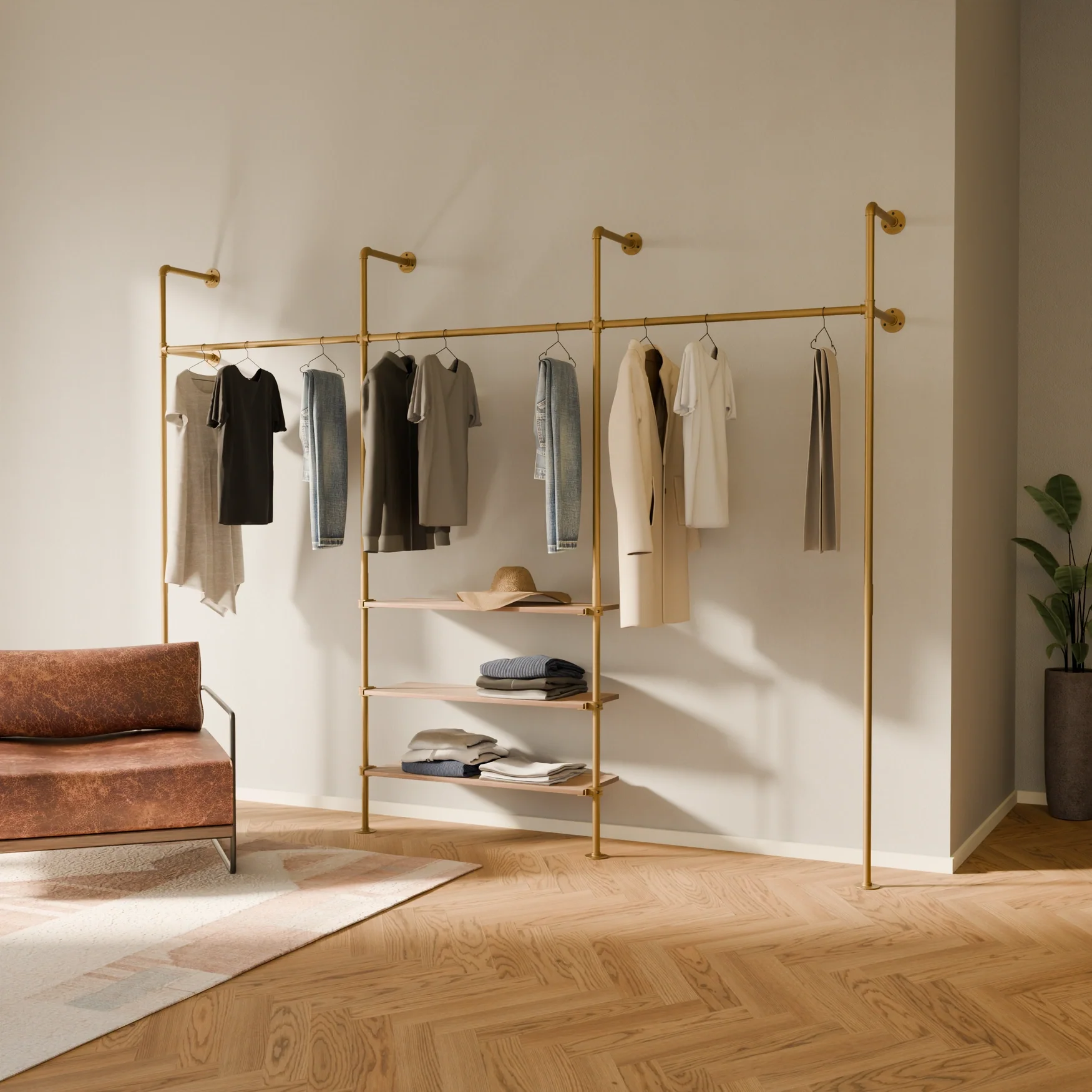 KIM 3 OAK – 3 shelves | Gold - Image 2
