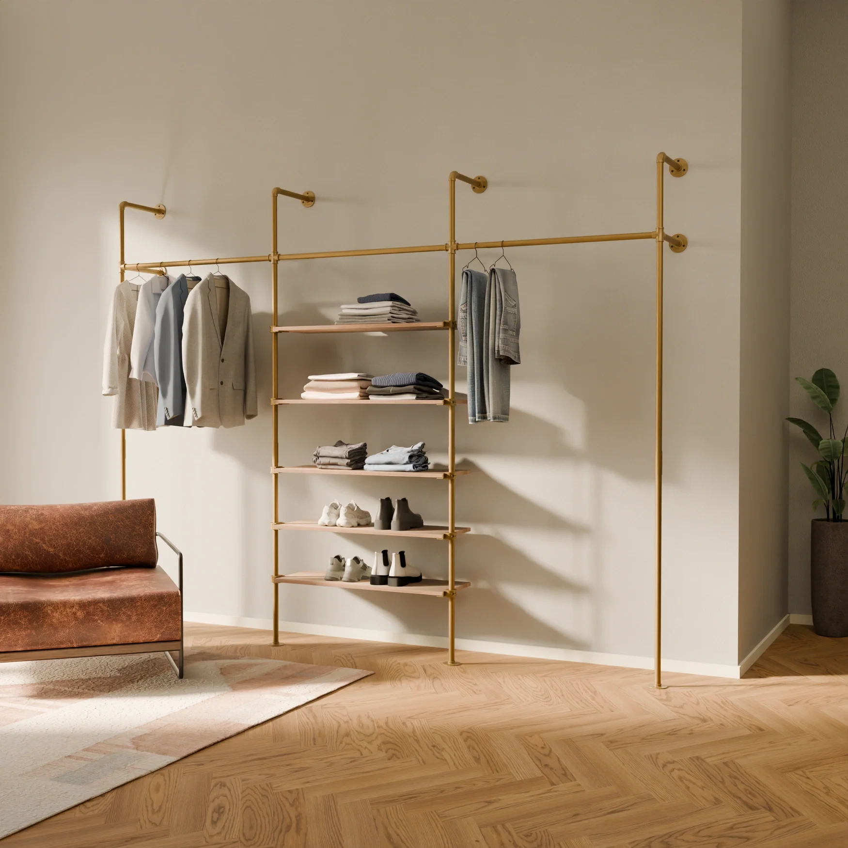 KIM 3 OAK – 5 shelves | Gold - Image 2