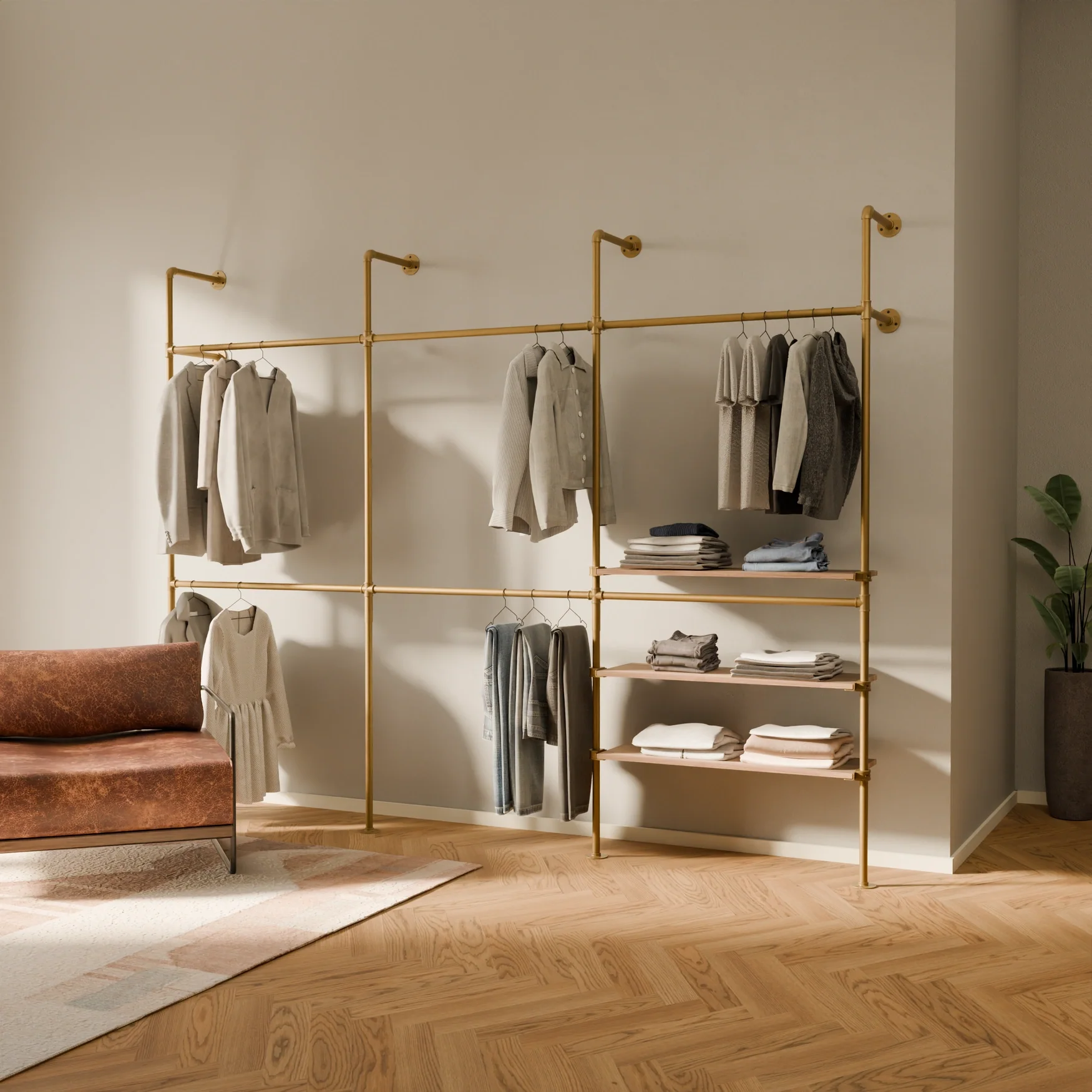 KIM DOUBLE 3 OAK – 3 shelves on the right | Gold - Image 2