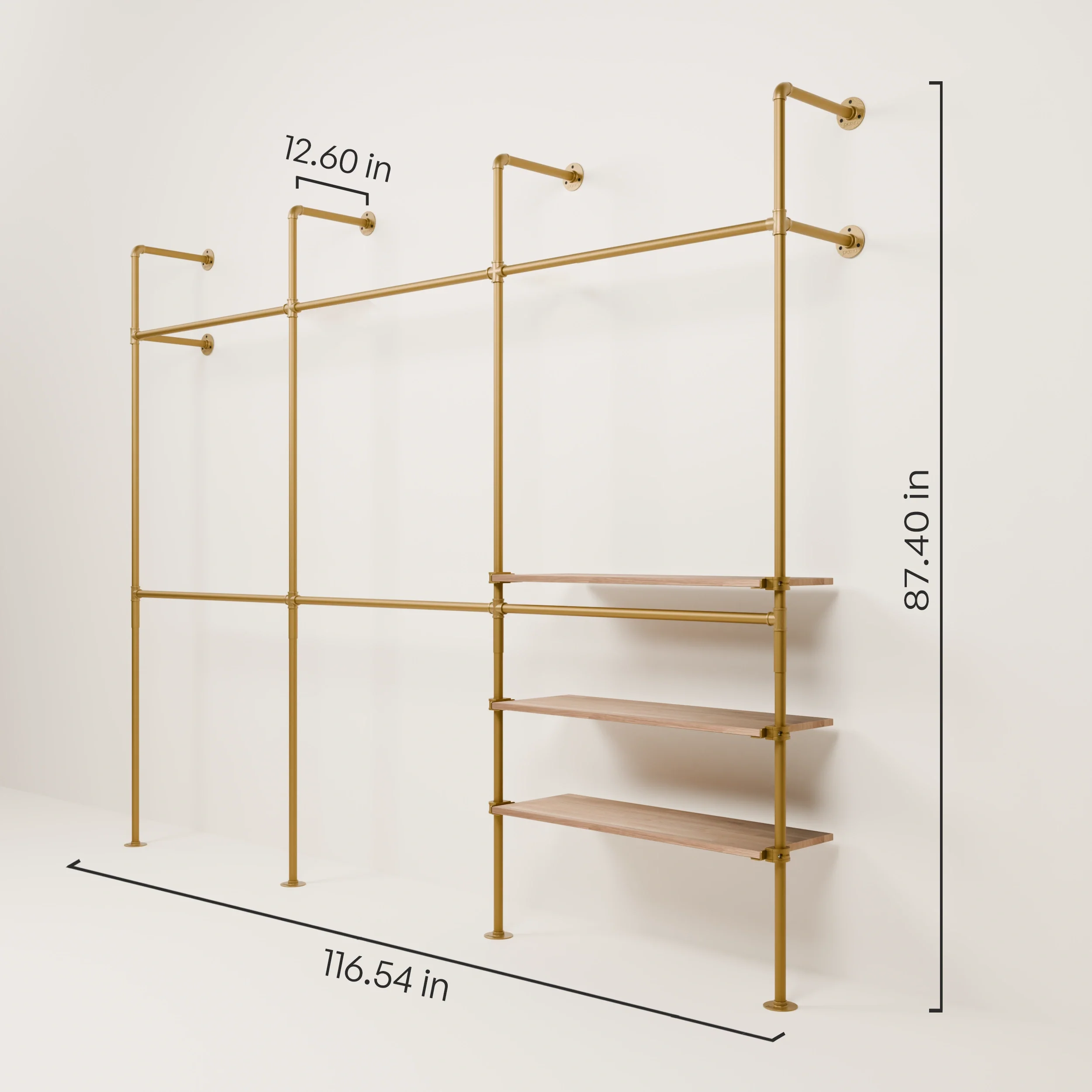 KIM DOUBLE 3 OAK – 3 shelves on the right | Gold - Image 3