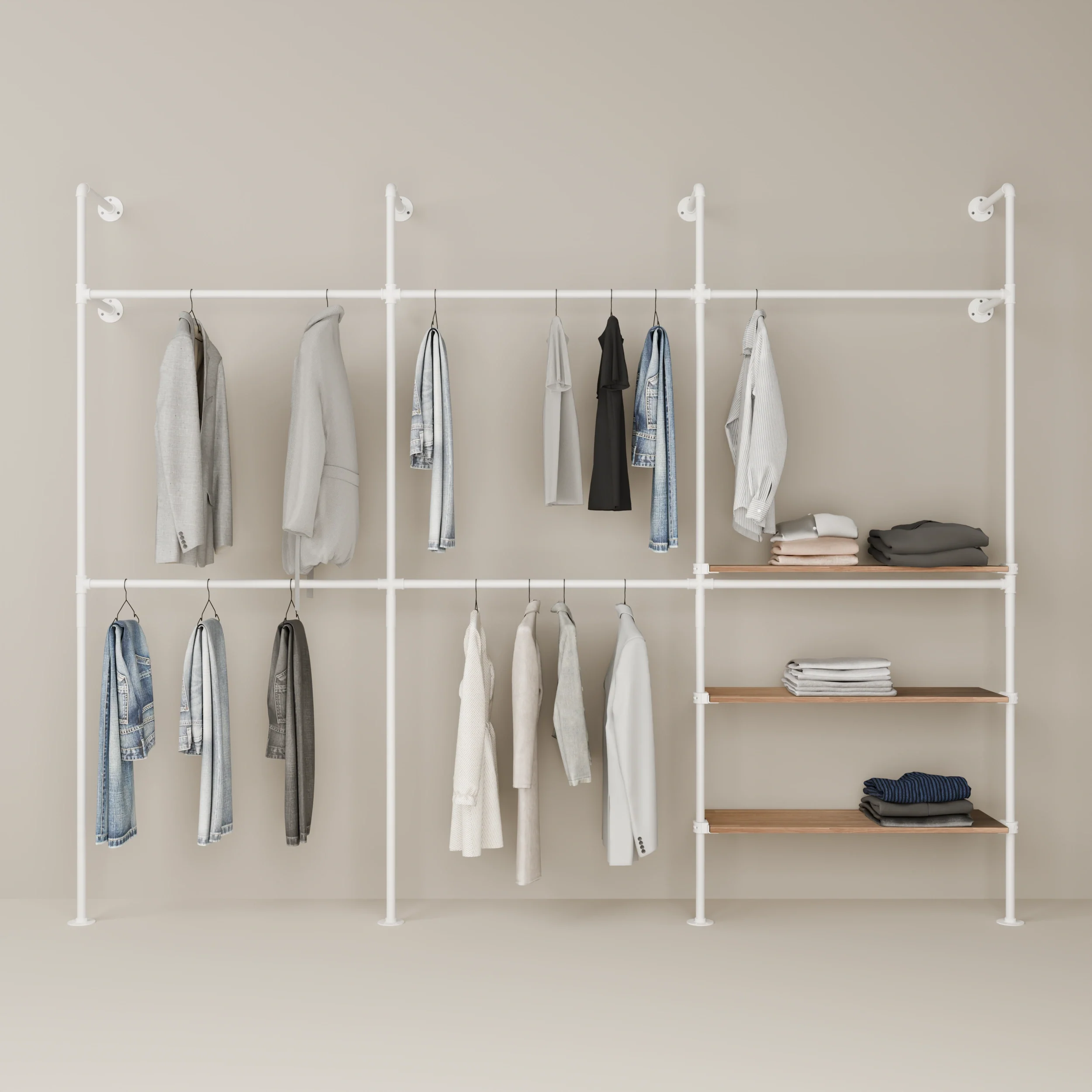 KIM DOUBLE 3 OAK – 3 shelves on the right | White
