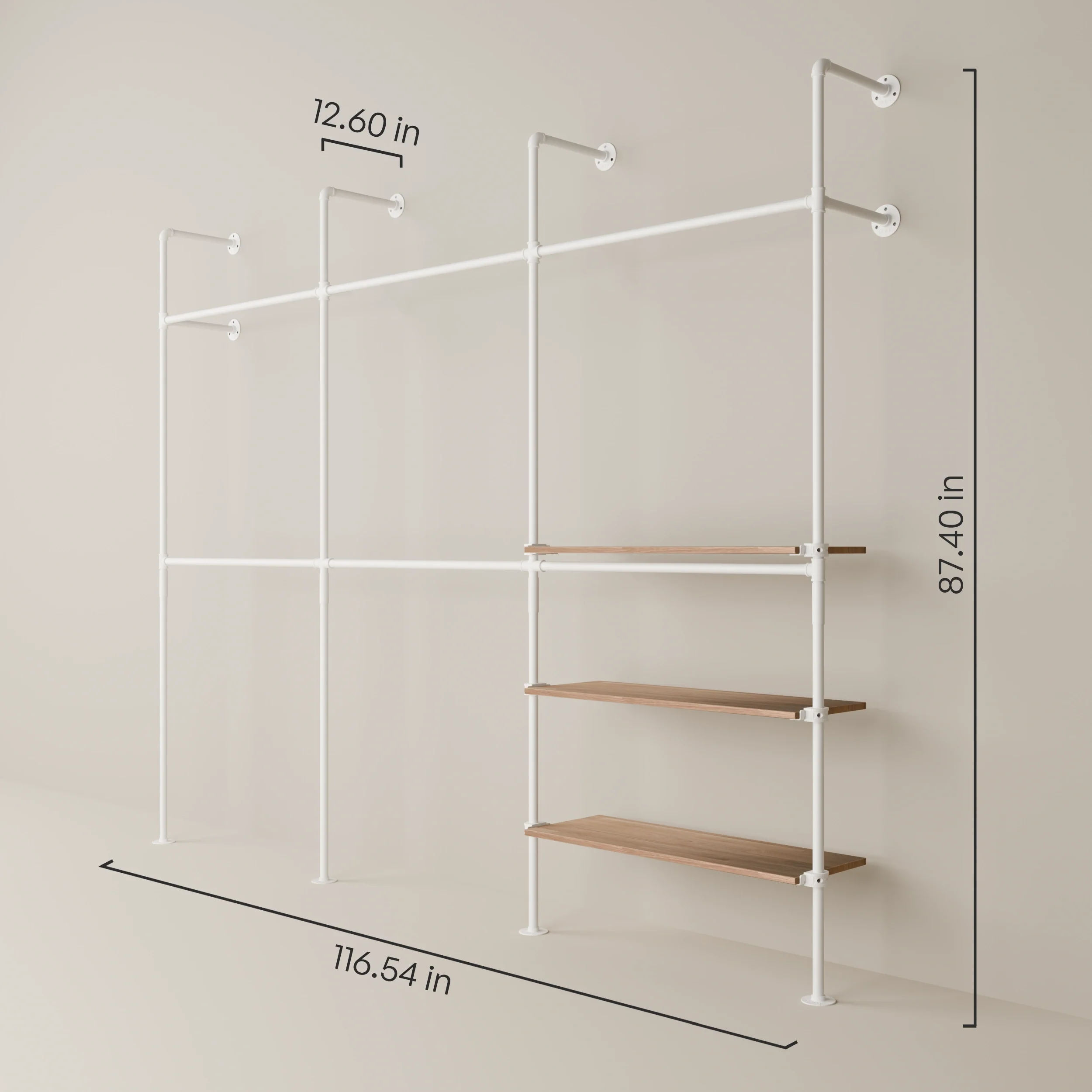 KIM DOUBLE 3 OAK – 3 shelves on the right | White - Image 3