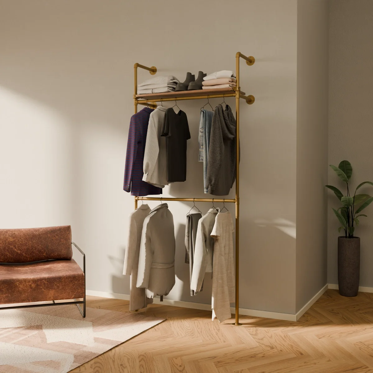 KIM DOUBLE 1 OAK – 1 shelf | Gold - Image 2