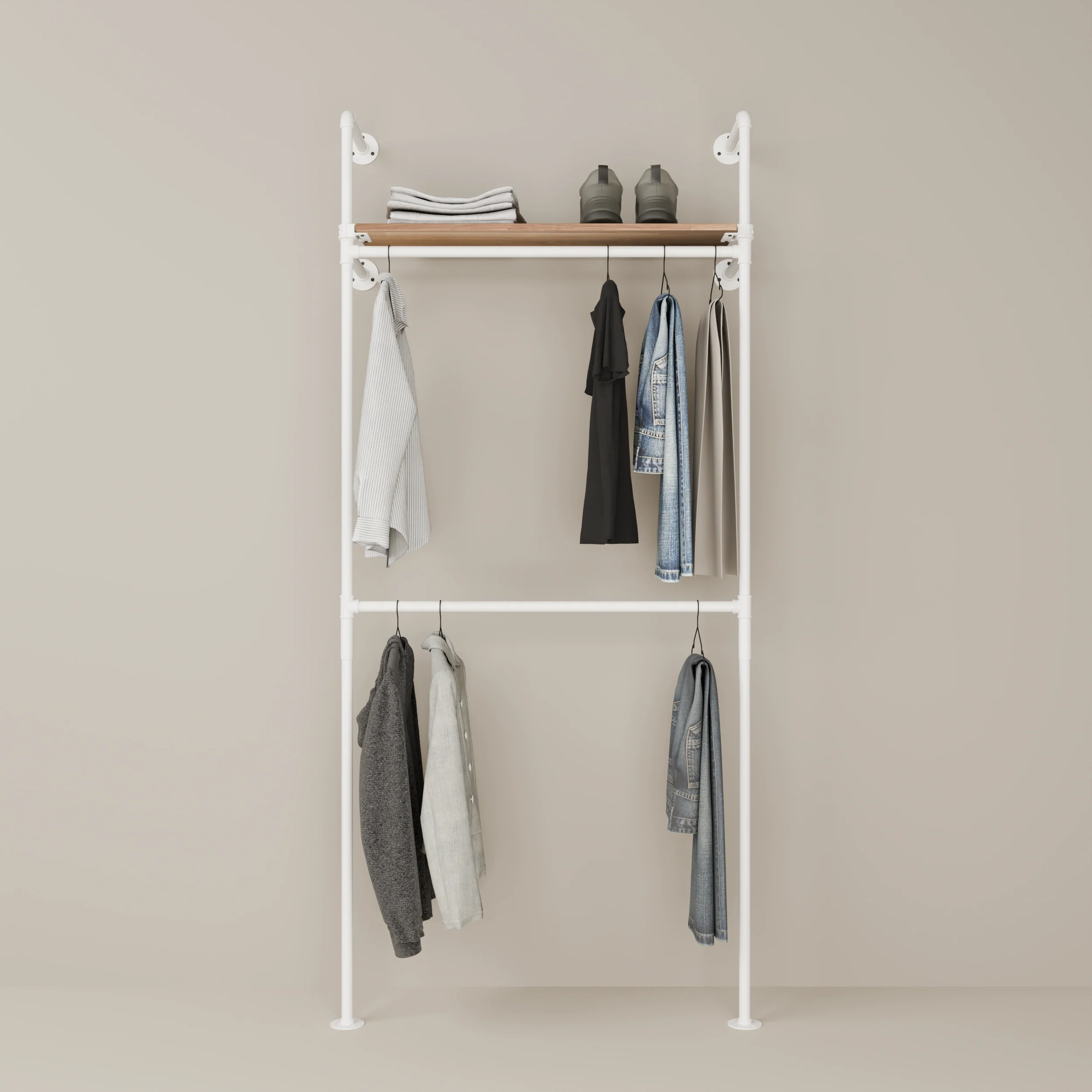 KIM DOUBLE  1 OAK – 1 top shelf | White