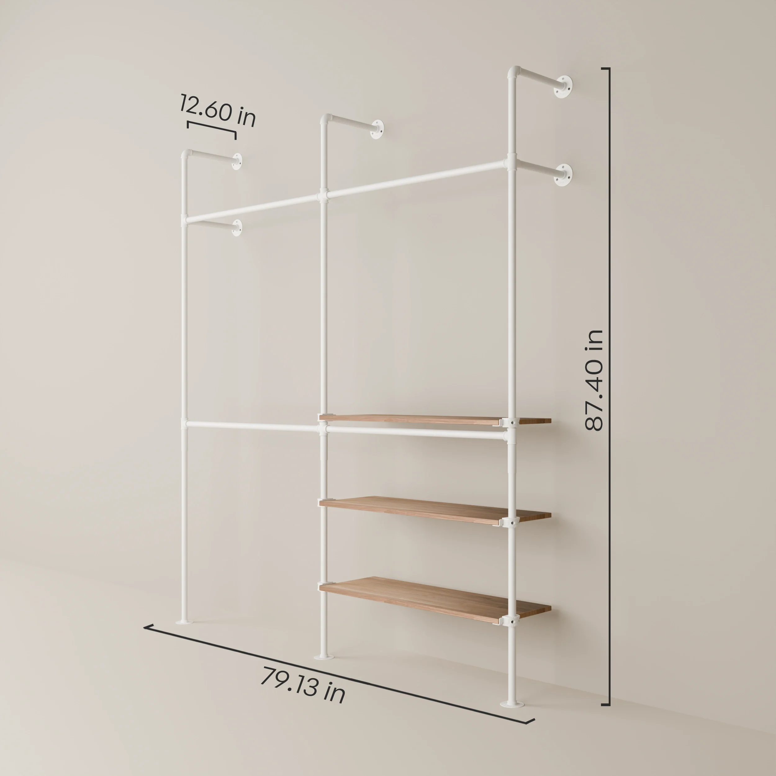 KIM DOUBLE 2 OAK – 3 shelves | White - Image 3