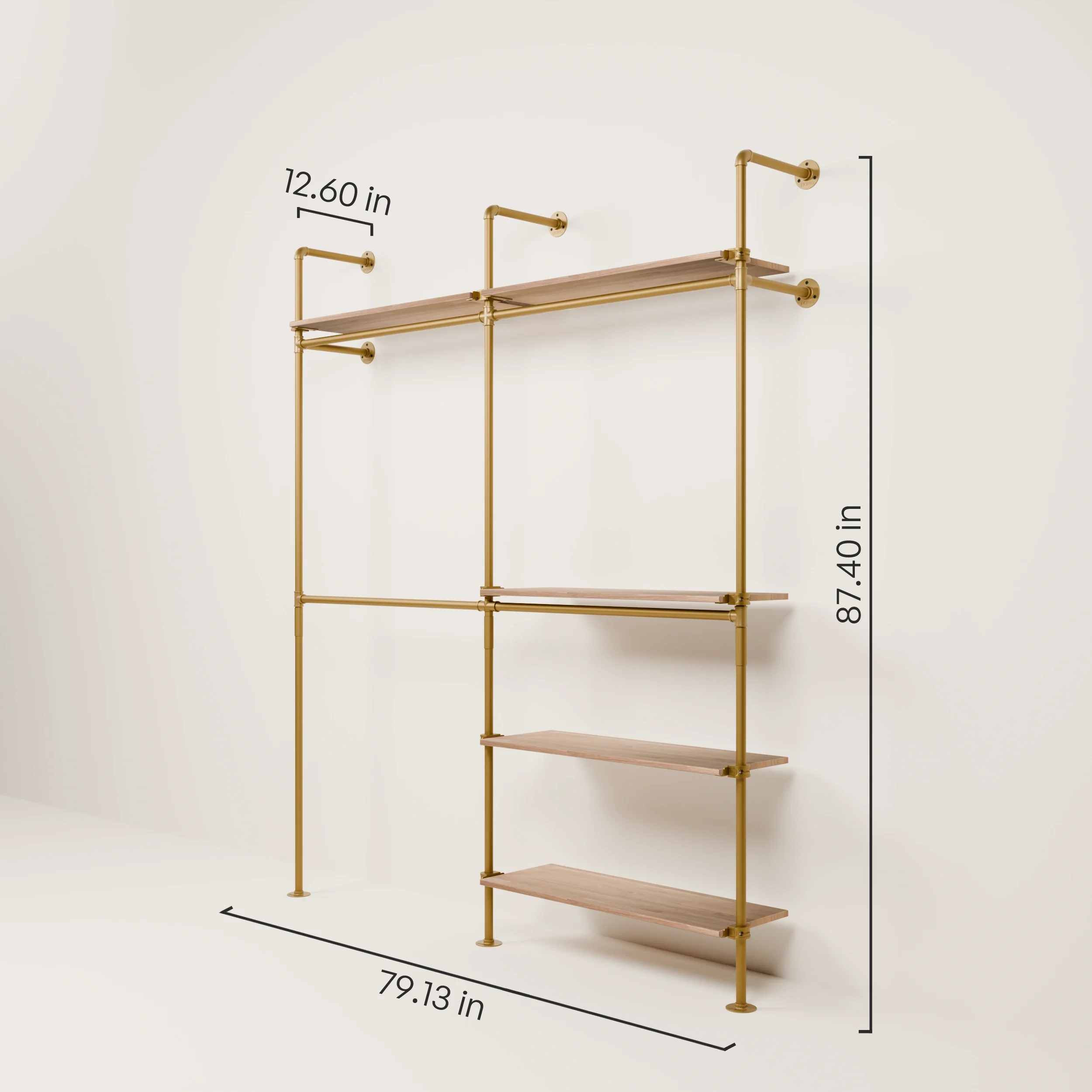 KIM DOUBLE 2 OAK – 5 shelves | Gold - Image 3