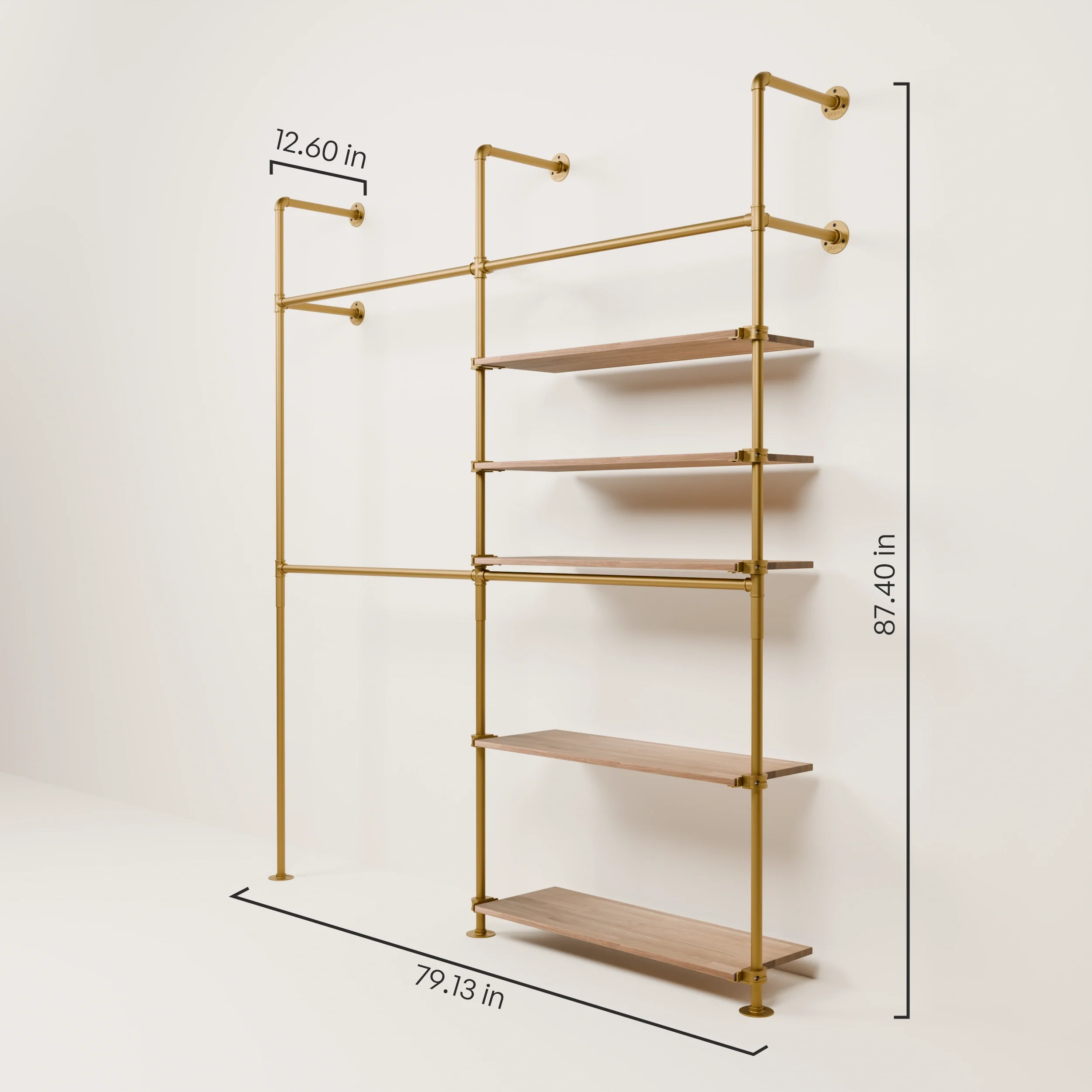 KIM DOUBLE 2 OAK – 5 shelves on the right | Gold - Image 3