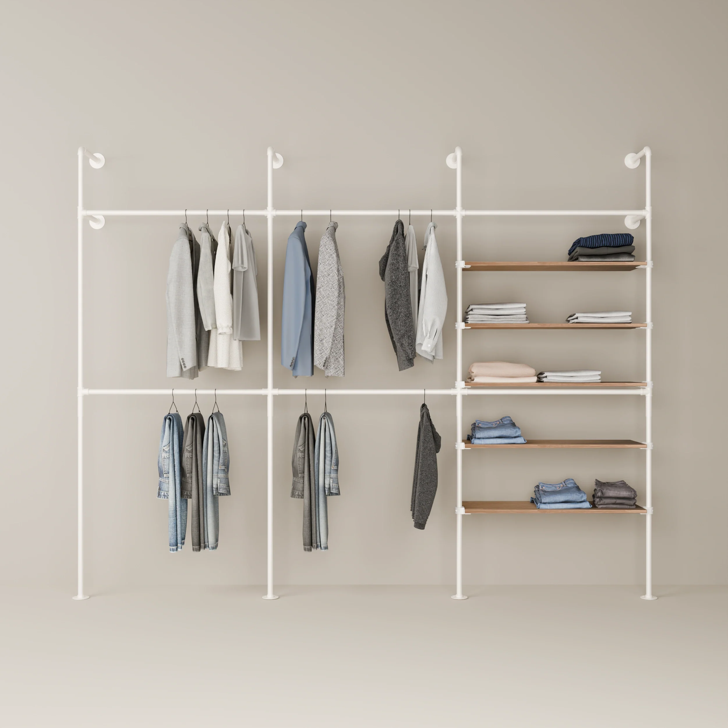 KIM DOUBLE 3 OAK – 5 shelves | White