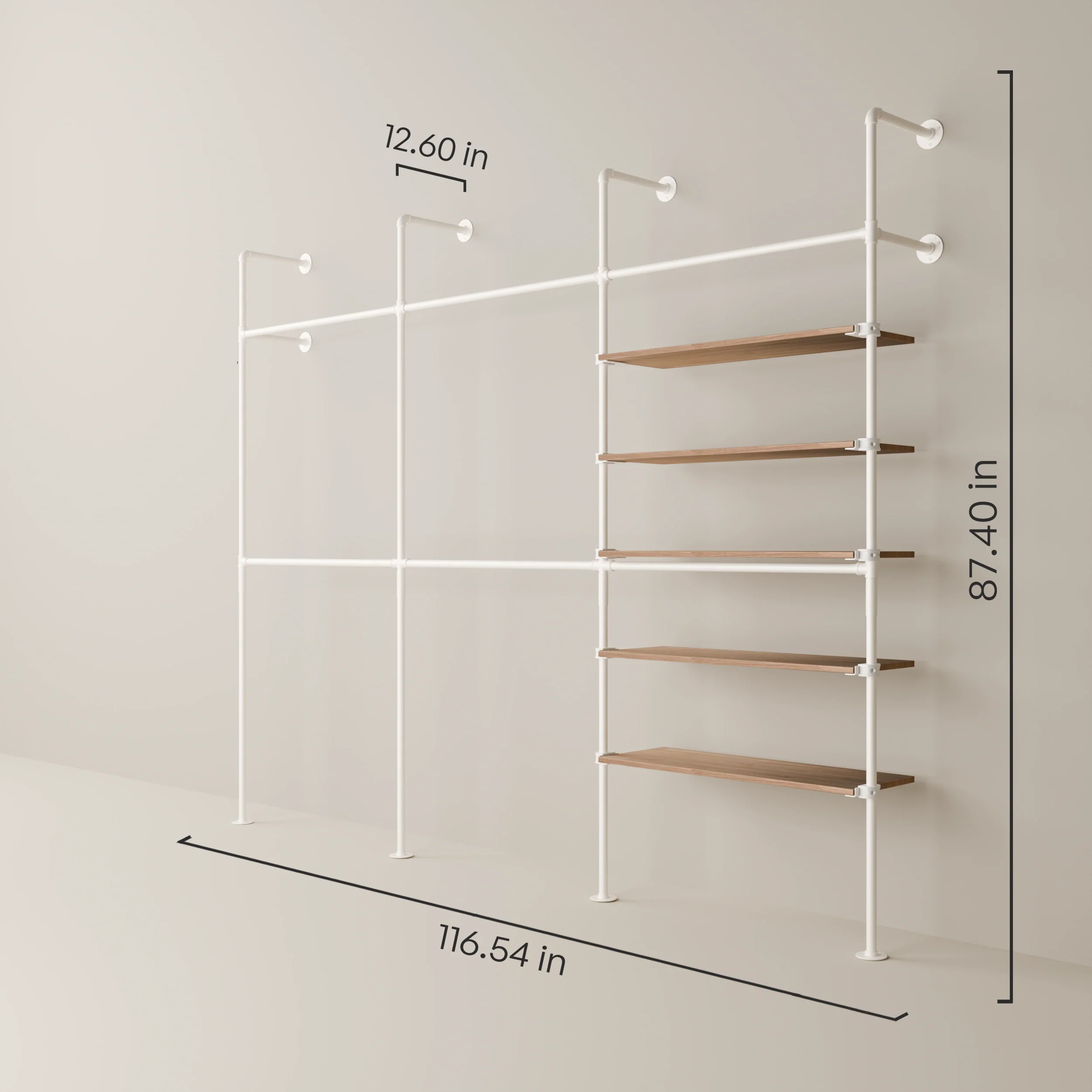 KIM DOUBLE 3 OAK – 5 shelves | White - Image 3
