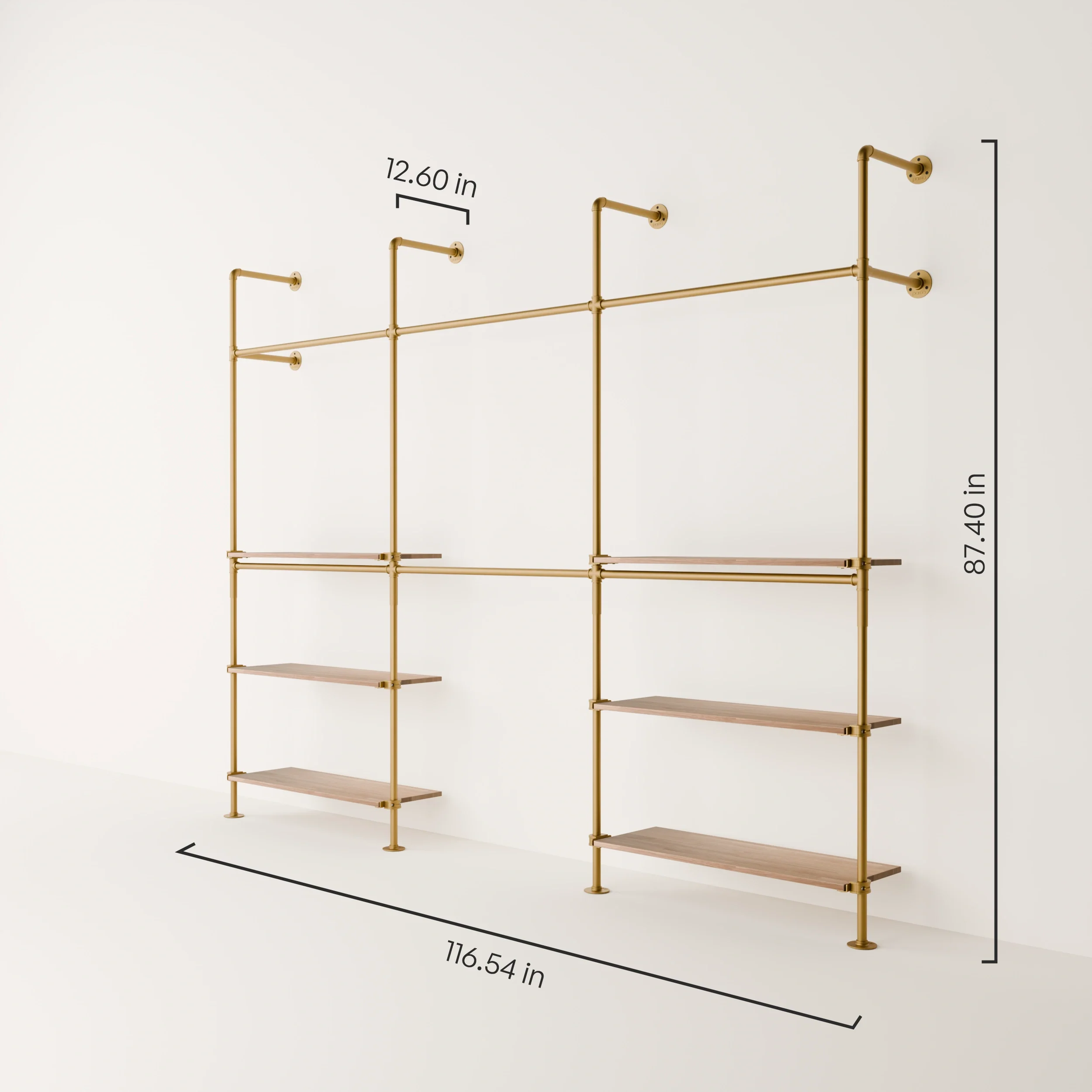 KIM DOUBLE 3 OAK –  6 bottom shelves | Gold - Image 3