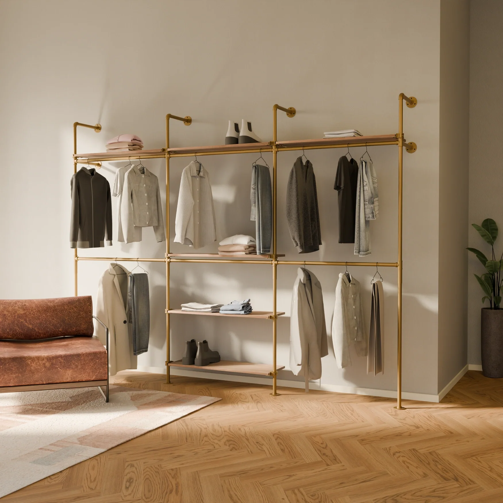KIM DOUBLE 3 OAK – 6 top shelves | Gold - Image 2
