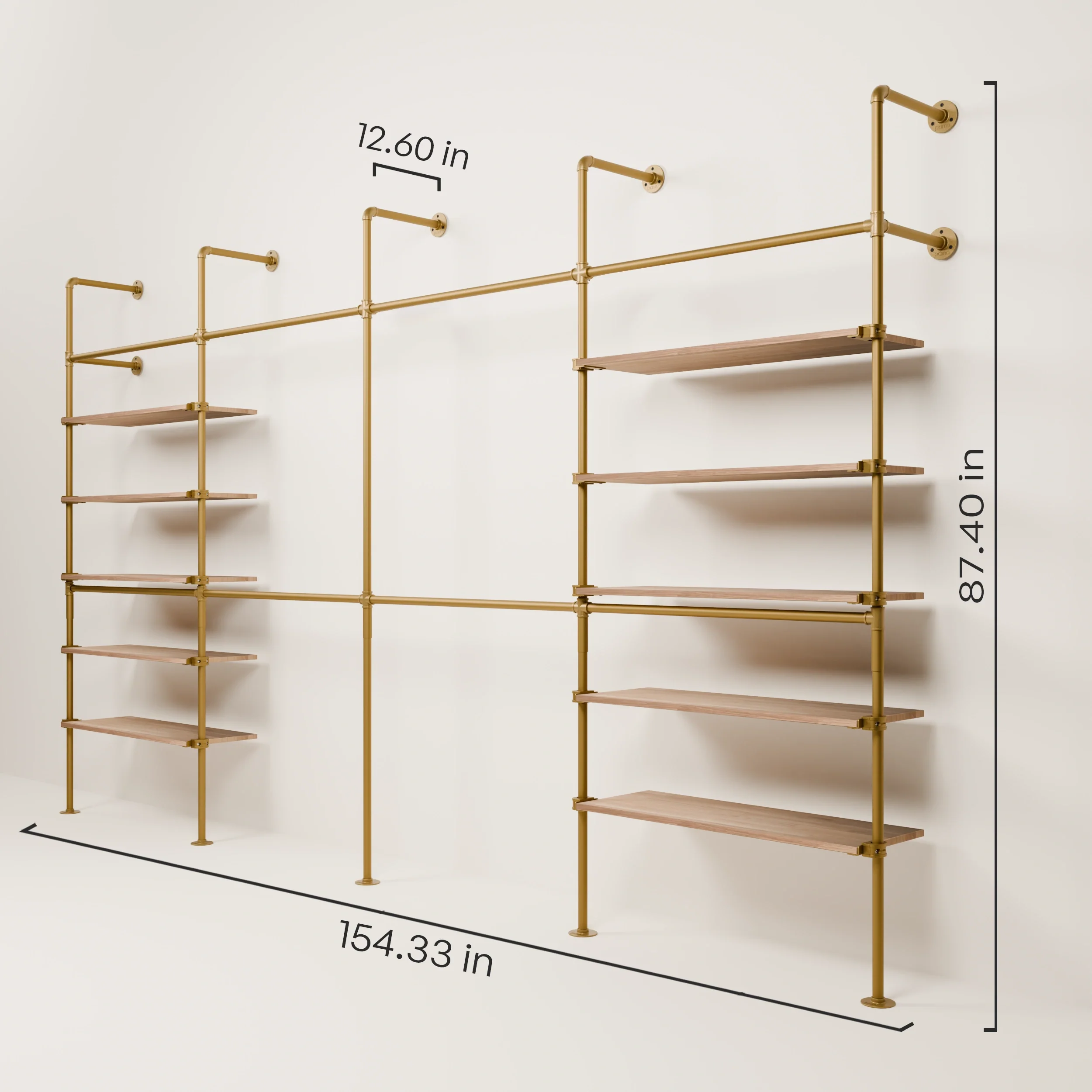 KIM DOUBLE 4 OAK – 10 shelves | Gold - Image 3