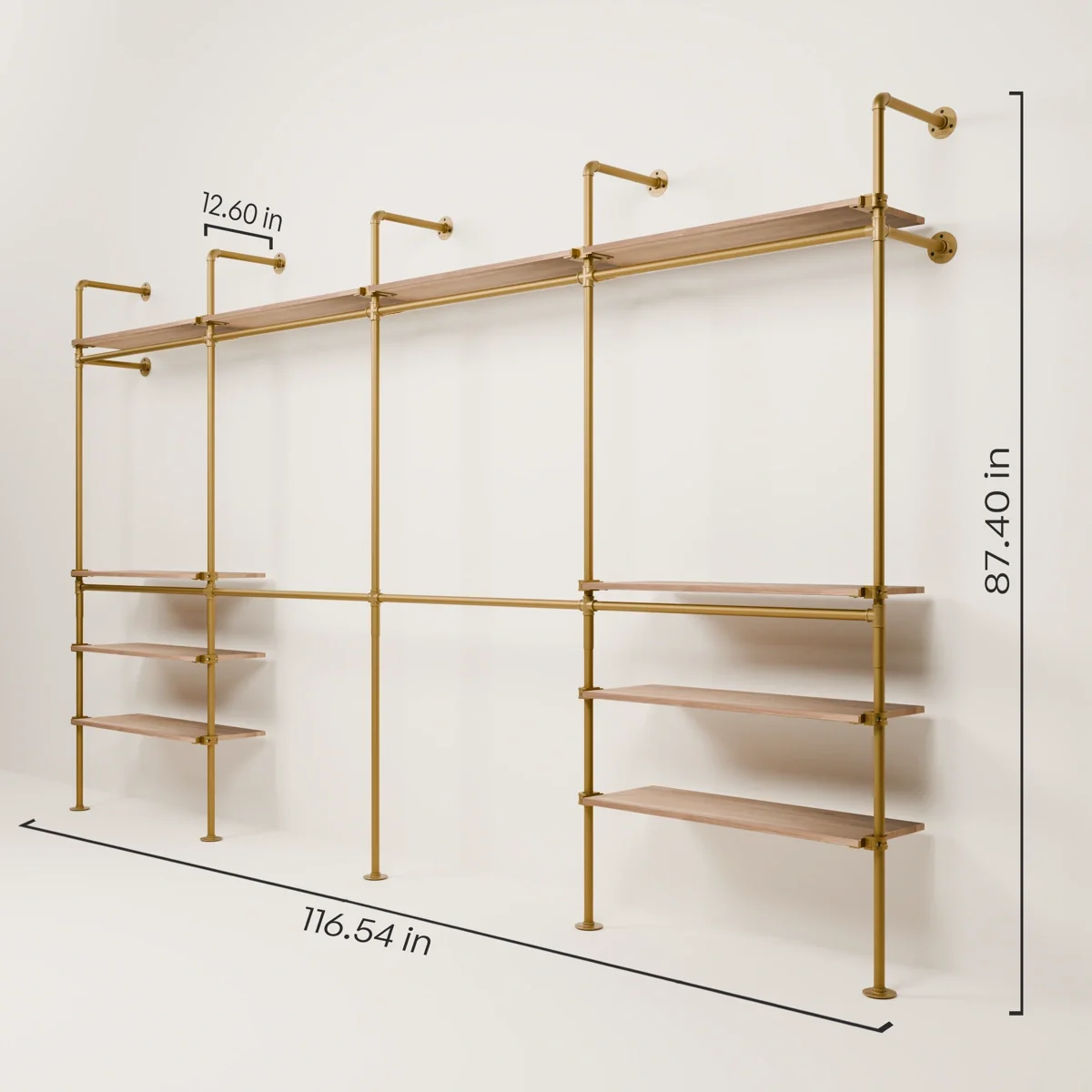 KIM DOUBLE 4 OAK – 10 top shelves | Gold - Image 3