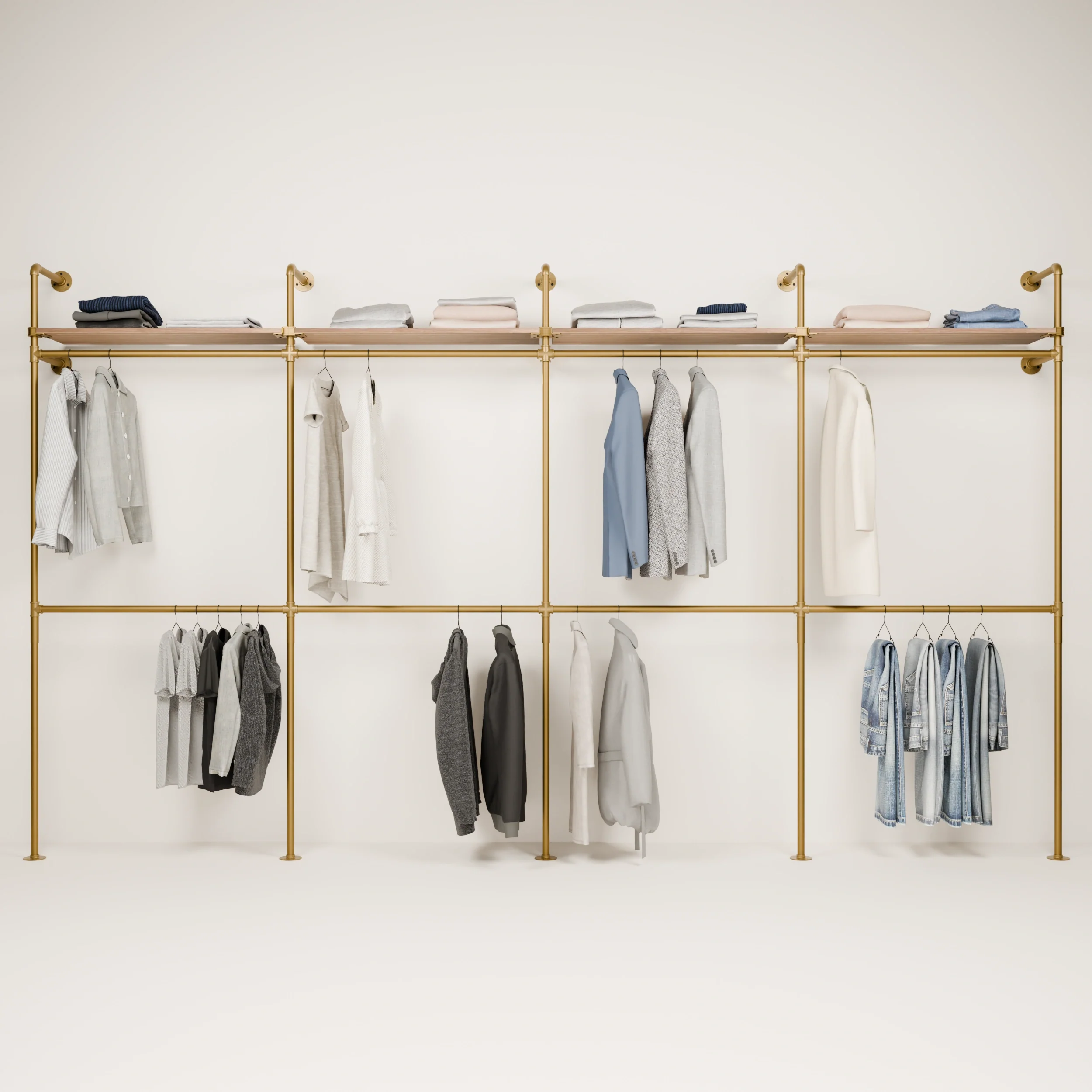 KIM DOUBLE 4 OAK – 4 shelves | Gold