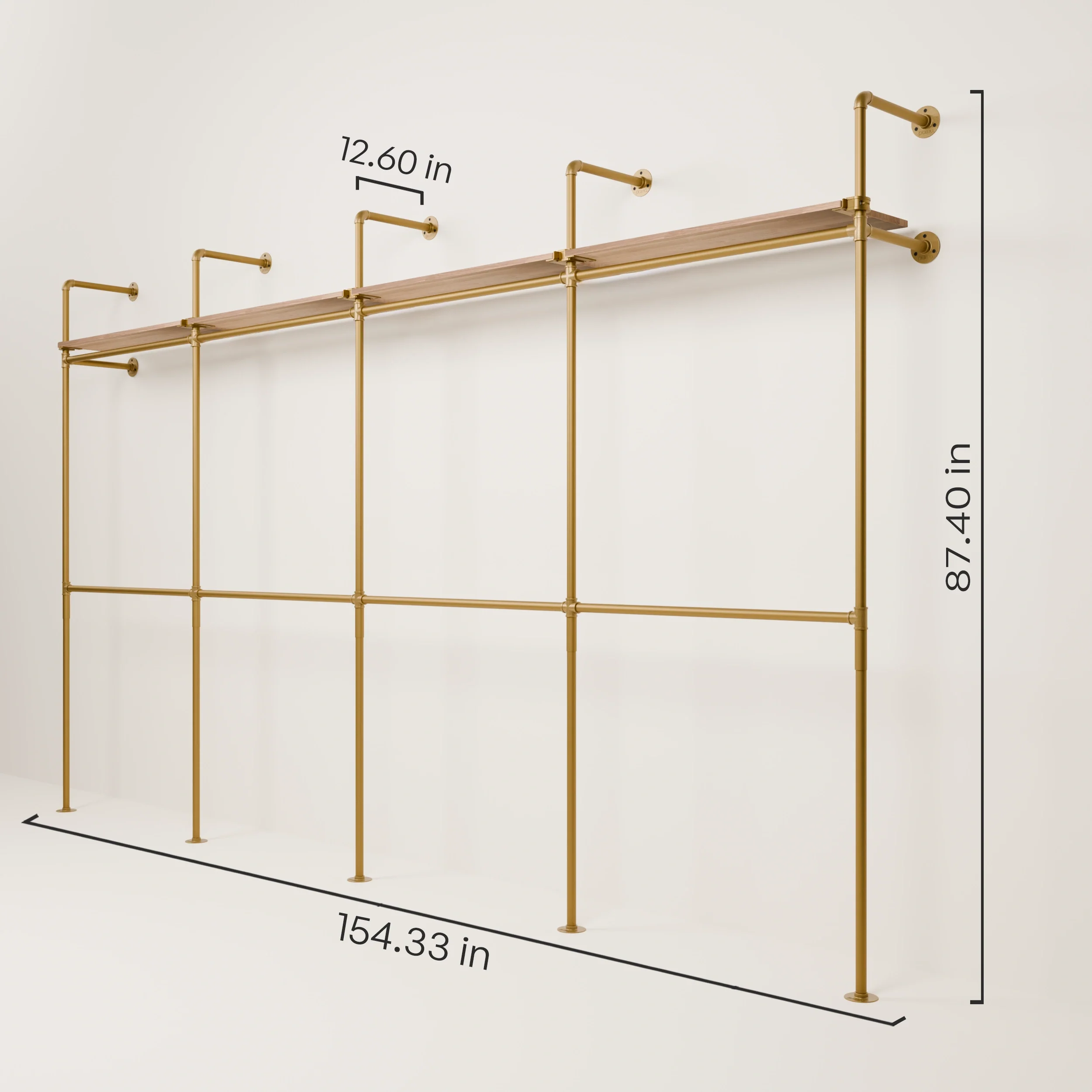 KIM DOUBLE 4 OAK – 4 shelves | Gold - Image 3