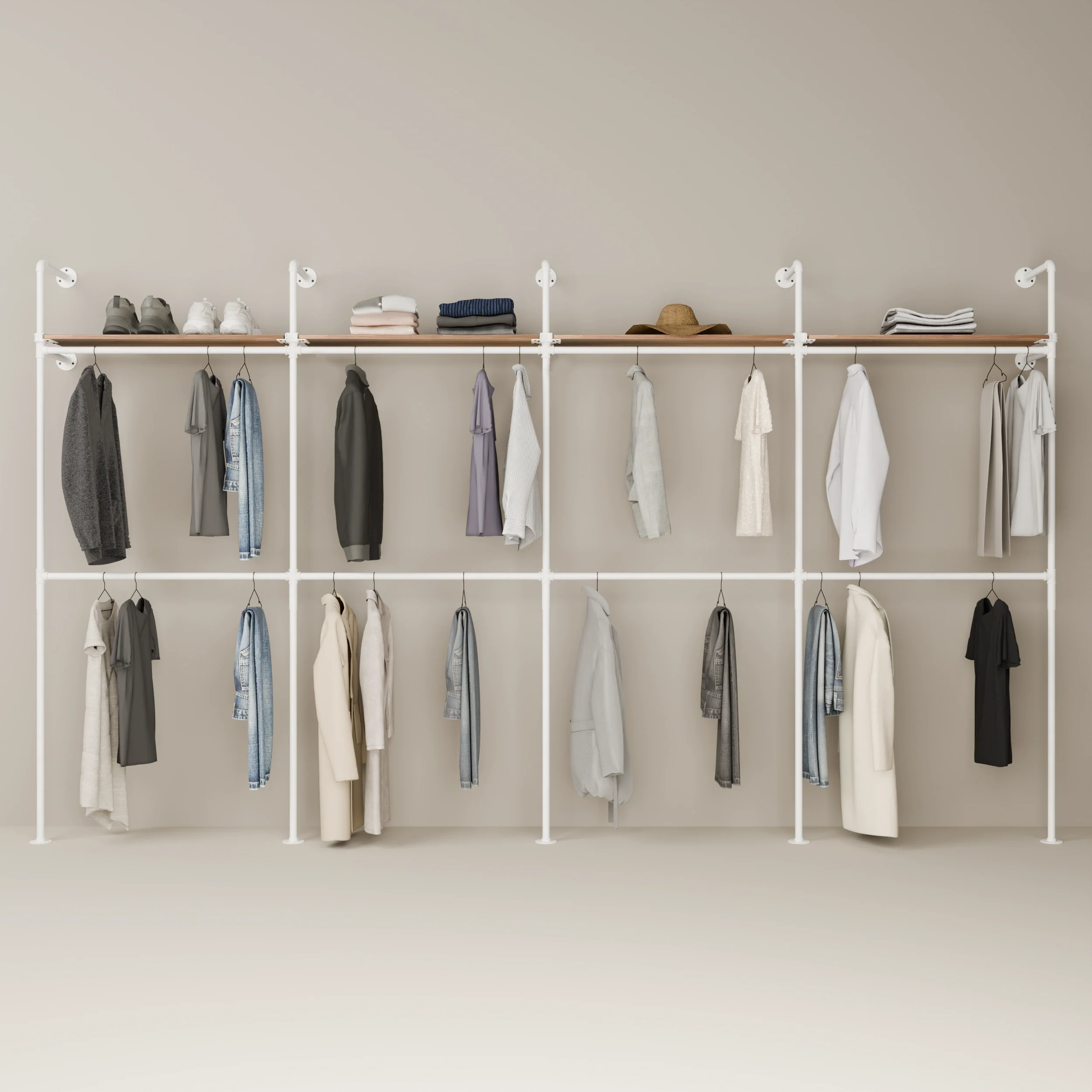 KIM DOUBLE 4 OAK – 4 shelves | White