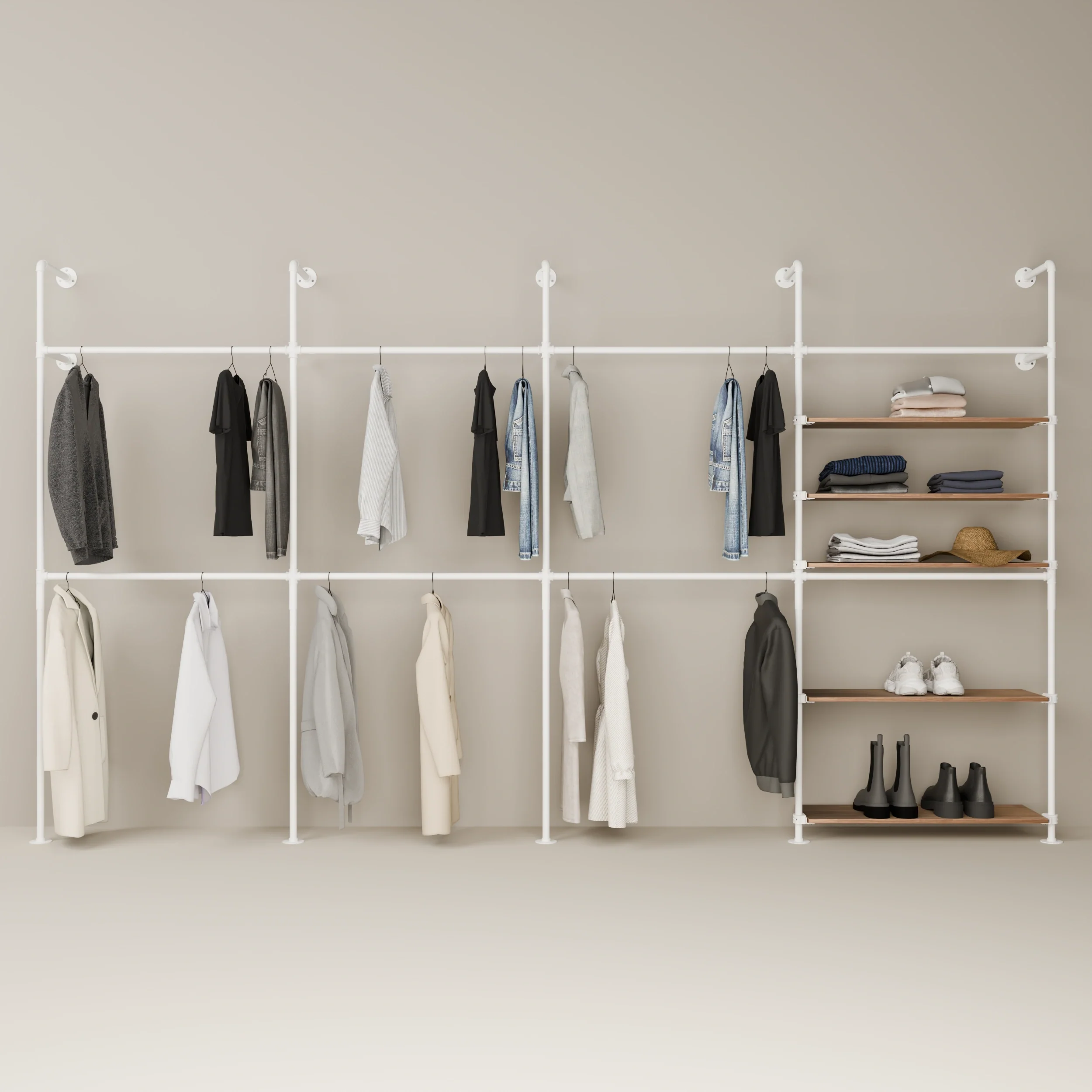 KIM DOUBLE 4 OAK – 5 shelves | White