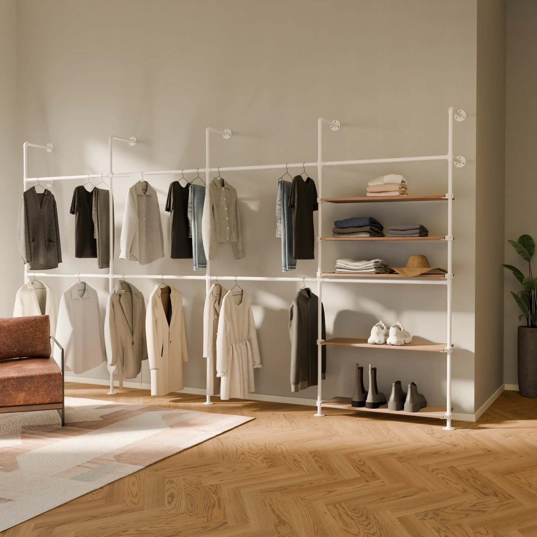 KIM DOUBLE 4 OAK – 5 shelves | White - Image 2