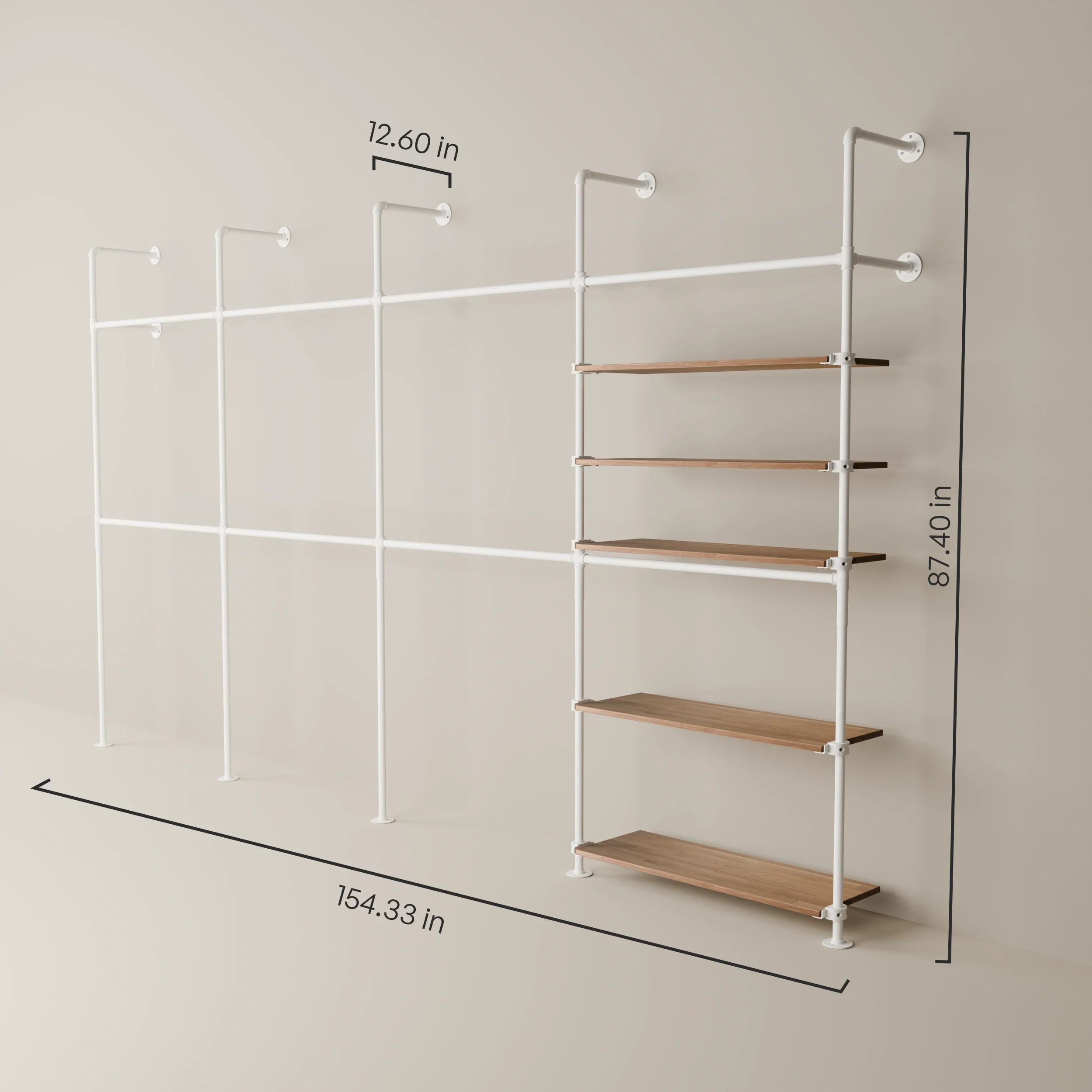 KIM DOUBLE 4 OAK – 5 shelves | White - Image 3