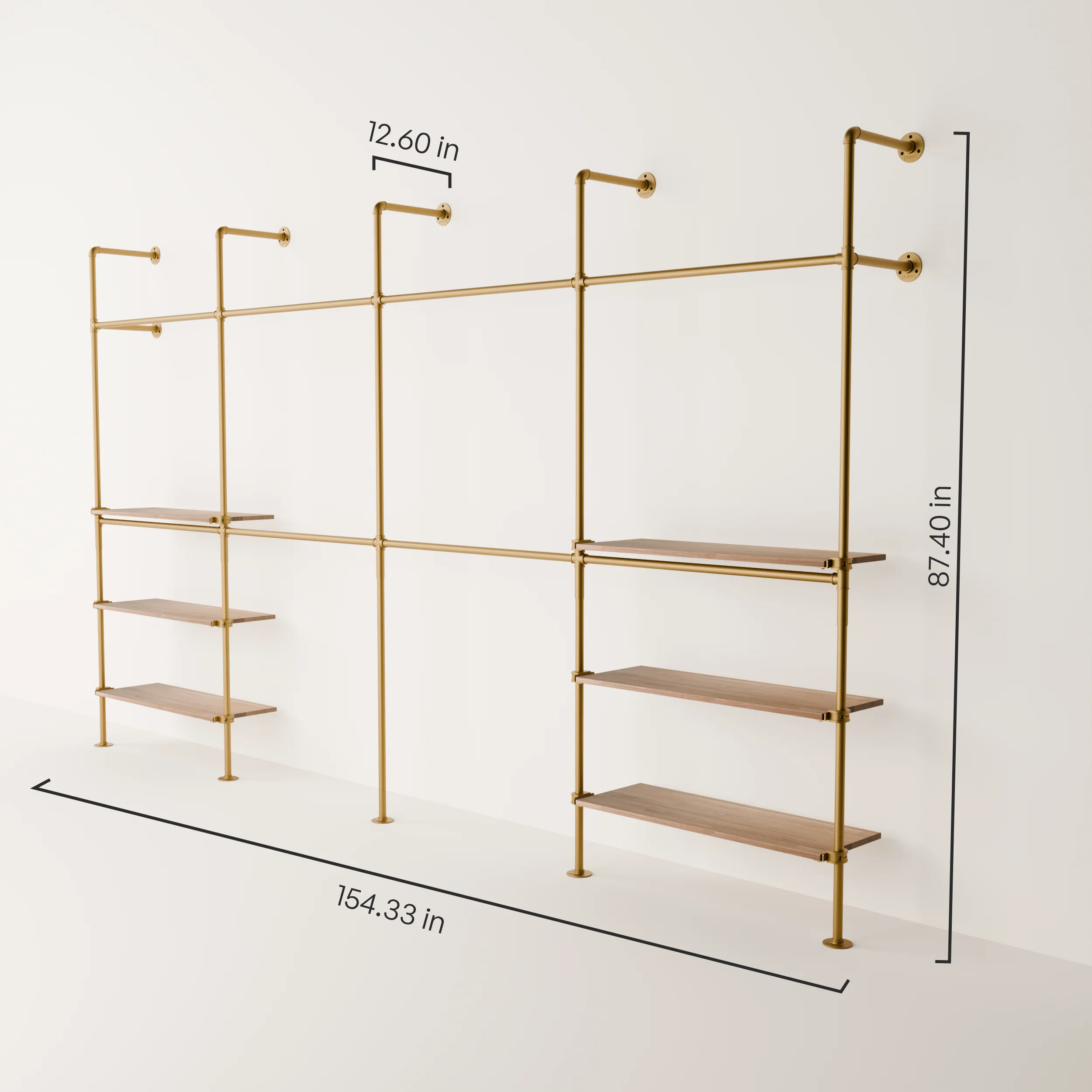 KIM DOUBLE 4 OAK –  6 shelves | Gold - Image 3