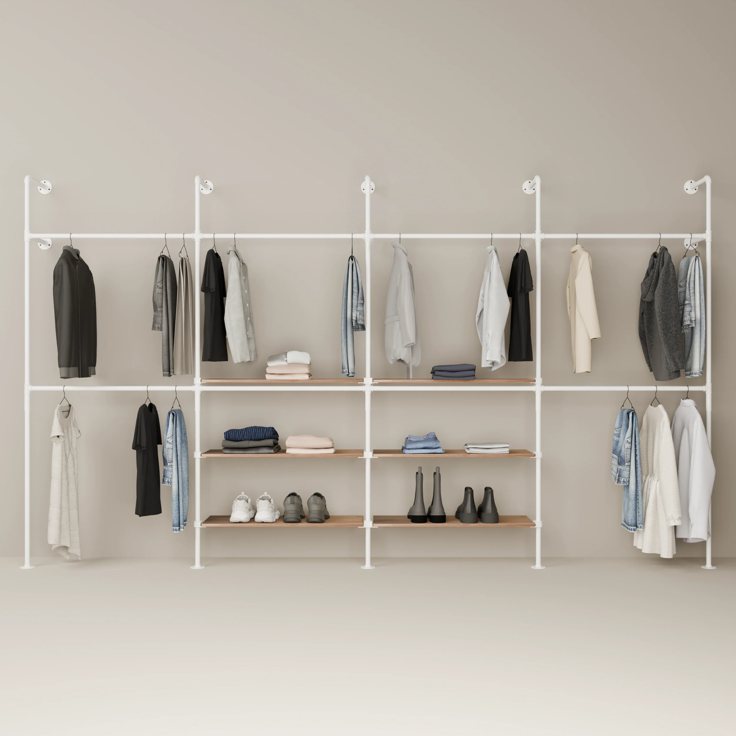 KIM DOUBLE 4 OAK – 6 middle shelves | White