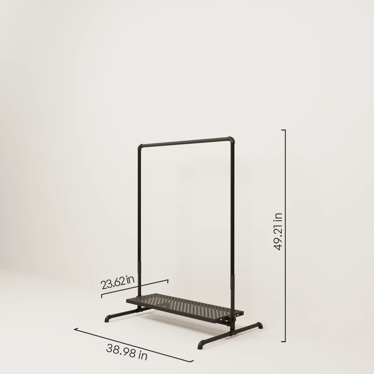 LAS LOW 1 METAL – 1 shelf | Metal clothing rack with shelves - Image 3